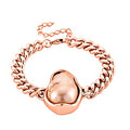 Pfirsich Muschelperle Armband ca. 19 cm 316L Edelstahl Ion Rosé Beschichtung