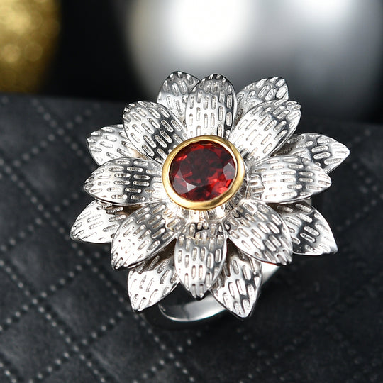 EVER TRUE Roter Granat Ring Nickelfreies Messing platiniert und vergoldet (Größe 19.00) ca. 1,00 ct