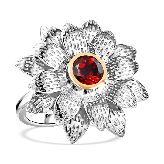 EVER TRUE Roter Granat Ring Nickelfreies Messing platiniert und vergoldet (Größe 19.00) ca. 1,00 ct