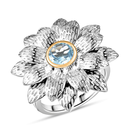 EVER TRUE Himmelblauer Topas Ring Nickelfreies Messing platiniert und vergoldet (Größe 19.00) ca. 1,04 ct
