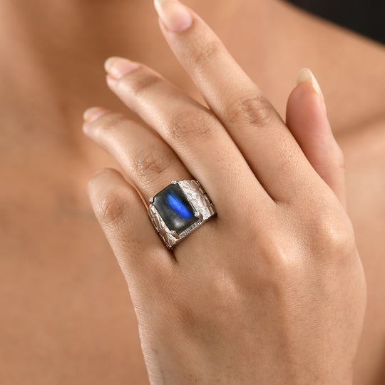 EVER TRUE AAA Labradorit Ring Nickelfreies Messing (Größe 19.00) ca. 7,93 ct