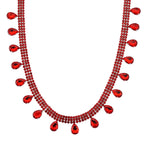 Roter Kristall Halskette ca. 50 cm Nickelfreies Messing