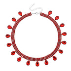 Roter Kristall Halskette ca. 50 cm Nickelfreies Messing