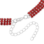 Roter Kristall Halskette ca. 50 cm Nickelfreies Messing