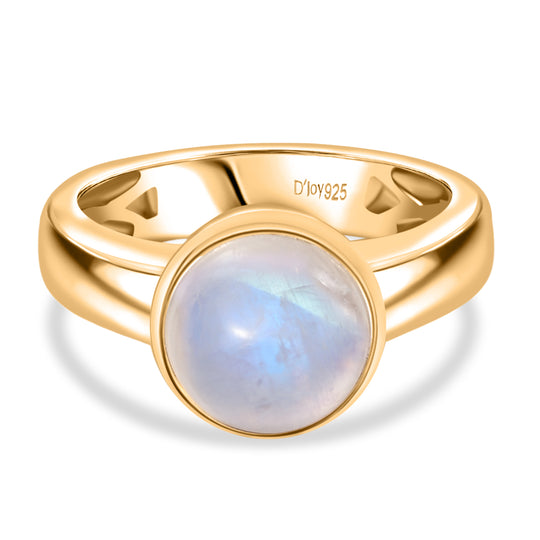 D'Joy AA Meetiyagoda Regenbogen Mondstein Ring 925 Silber 750 Gelb Vergoldet (Größe 20.00) ca. 3.33 ct