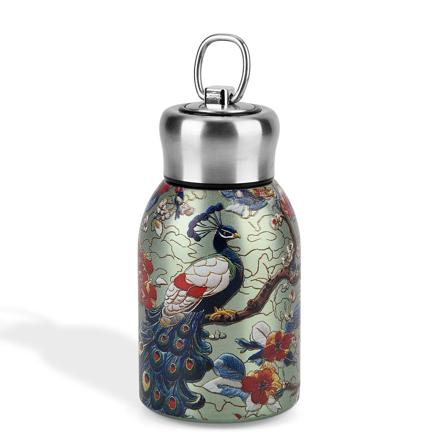 LIVMORE Edelstahl Trinkflasche 260 ml ca. 14 cm Grüner Pfau Grün