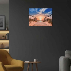 LIVMORE Sonnenuntergang Strand Motiv LED Wandbild mit integrierter Lampe 30 x 40 cm