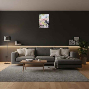 LIVMORE Rosenblüte Motiv LED Wandbild mit Glasfaser Lichteffekt 30 x 40 cm
