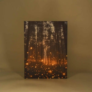 LIVMORE Stadt Skyline Nacht Motiv LED Wandbild mit Glasfaser Lichteffekt 30 x 40 cm