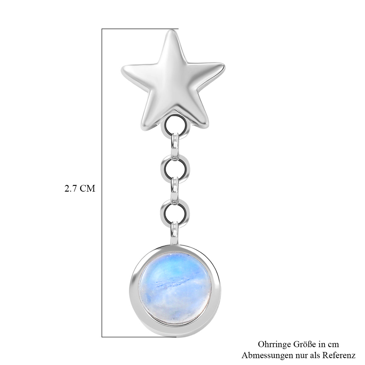D'Joy AA Meetiyagoda Regenbogen Mondstein Ohrringe 925 Silber platiniert ca. 2.12 ct