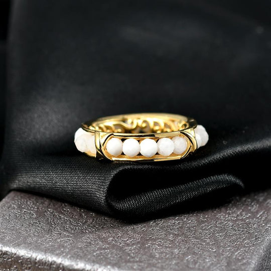 EVER TRUE Weißer Mondstein Ring Nickelfreies Messing (Größe 18.00) ca. 2,78 ct