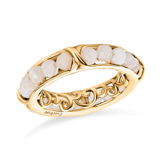 EVER TRUE Weißer Mondstein Ring Nickelfreies Messing (Größe 18.00) ca. 2,78 ct