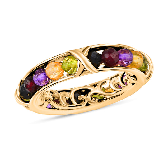 EVER TRUE Mehrfarbiger Edelstein Ring, Nickelfreies Messing (Größe 21.00) ca. 6.00 ct