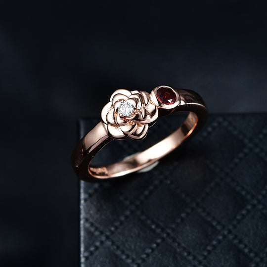 EVER TRUE Mosambik Granat, Moissanit Ring Nickelfreies Messing (Größe 21.00) ca. 0,20 ct