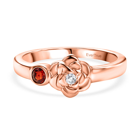 EVER TRUE Mosambik Granat, Moissanit Ring Nickelfreies Messing (Größe 21.00) ca. 0,20 ct
