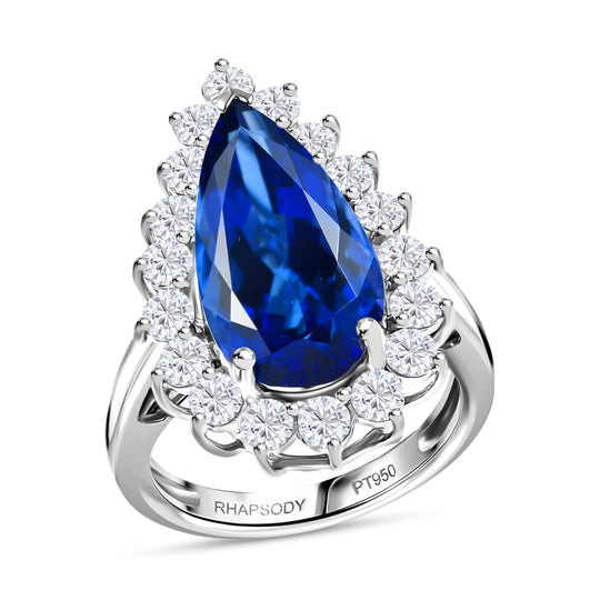 Rhapsody AAAA Tansanit, Weißer Diamant Ring 950 Platin (Größe 19.00) ca. 11.34 ct