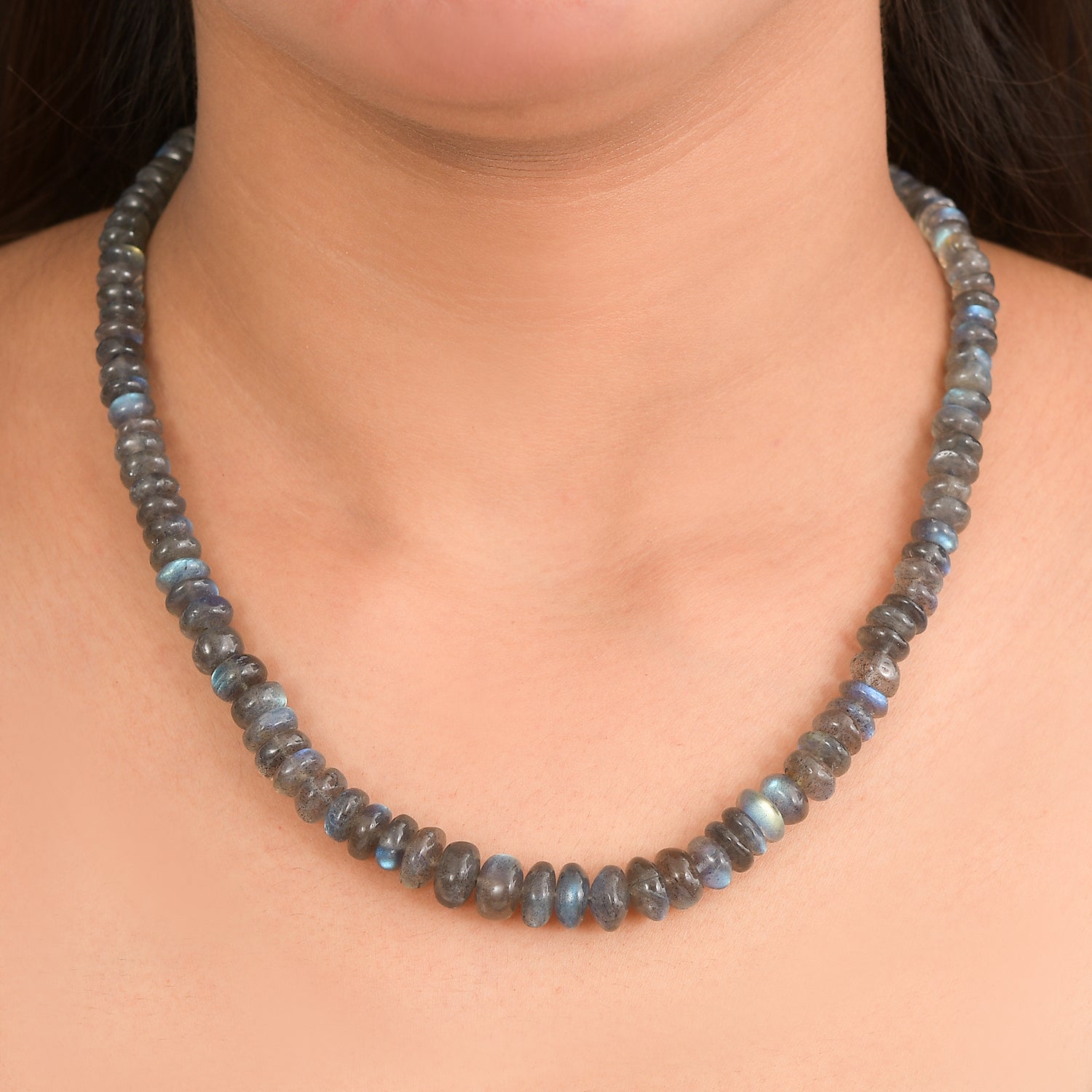 BALI LIVE DEAL - D'Joy AAA Labradorit Halskette ca. 45 cm 925 Silber rhodiniert ca. 150.00 ct