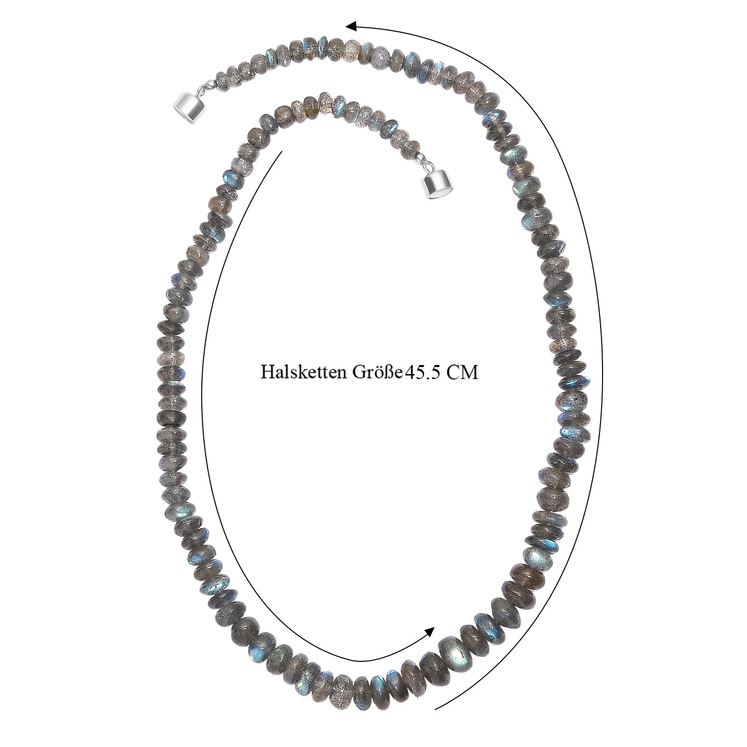 BALI LIVE DEAL - D'Joy AAA Labradorit Halskette ca. 45 cm 925 Silber rhodiniert ca. 150.00 ct