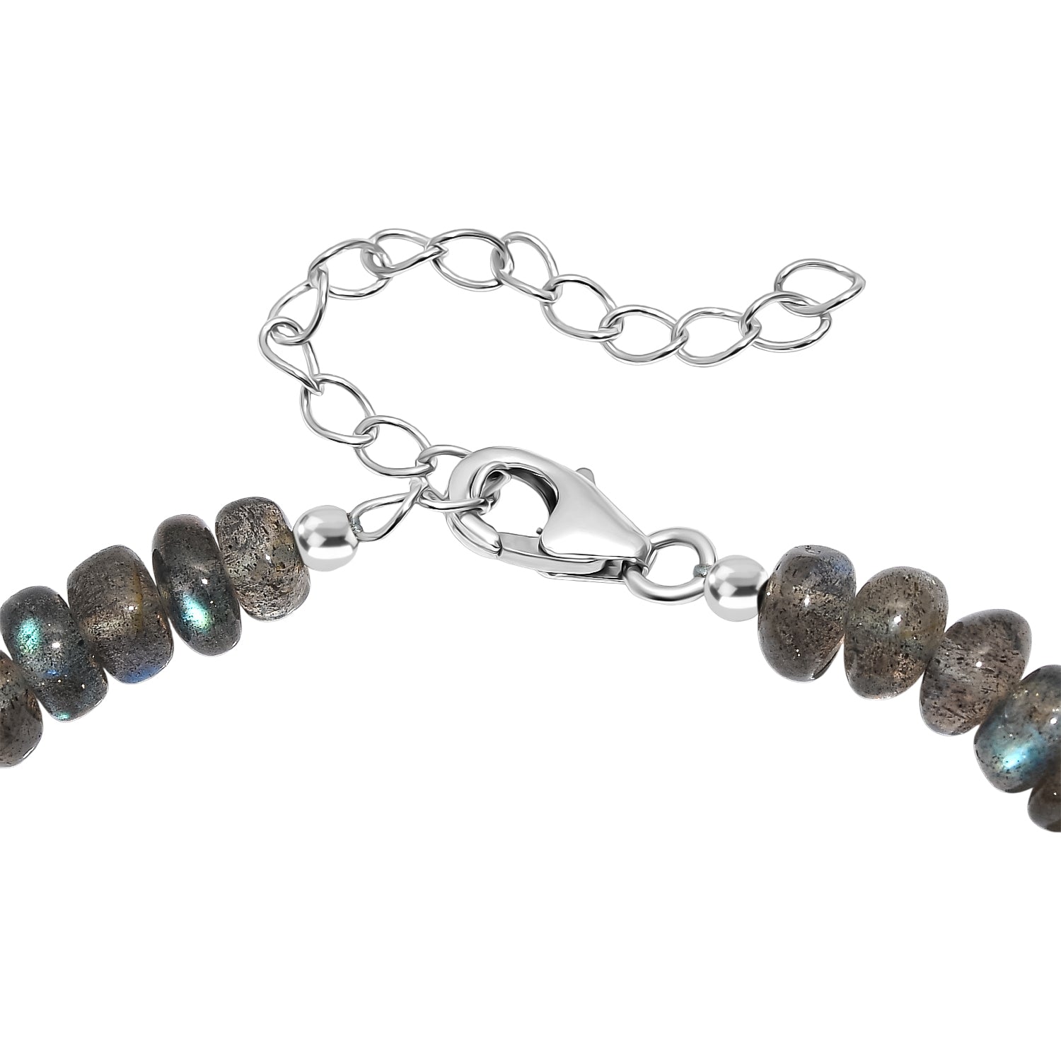 D'Joy AAA Labradorit Armband ca. 19 cm + 5 cm Extender, 925 Silber rhodiniert ca. 60,00 ct.