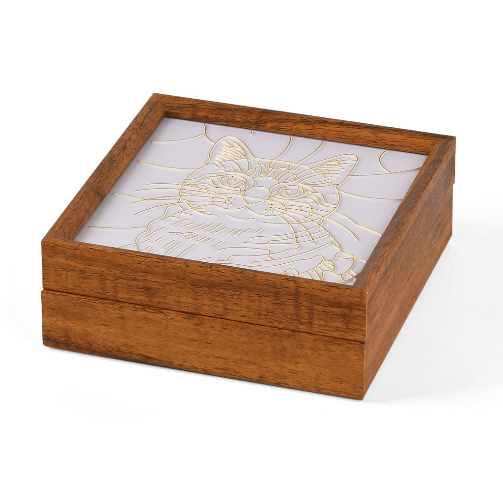 GOLDEN LOTTERY Aufbewahrungsbox mit Sandbild zum kreativen Gestalten, Set mit farbigem Sand, wasserbasiertem Kleber, Plastikbecher und Malwerkzeug 23 x 15,3 x 6 cm mehrfarbig Katzenmotiv