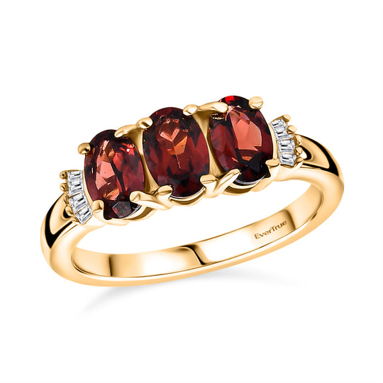 EVER TRUE Mosambik Granat, Weißer Diamant Ring Nickelfreies Messing (Größe 21.00) ca. 2.00 ct