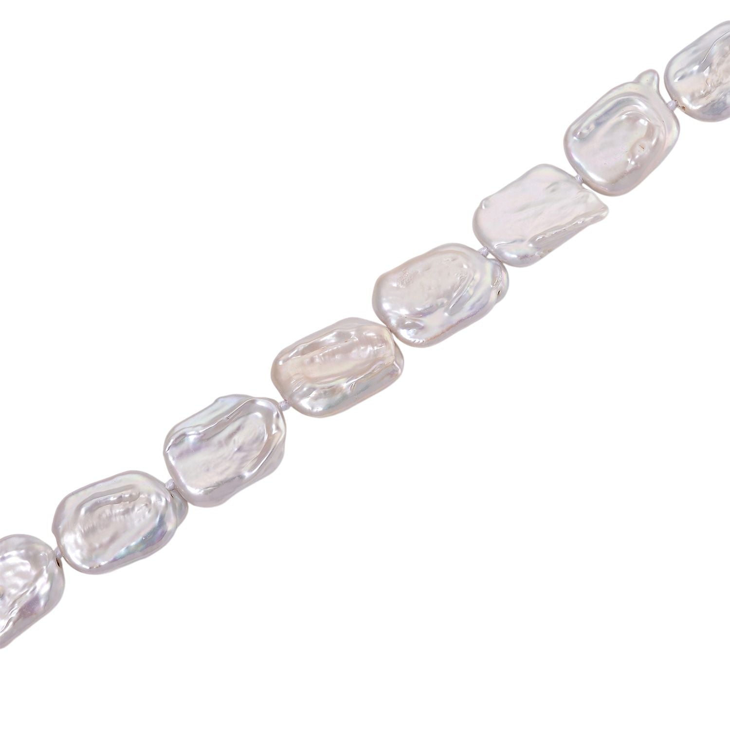 D'Joy Weiße Keshi Perle Halskette ca. 50 cm 925 Silber vergoldet