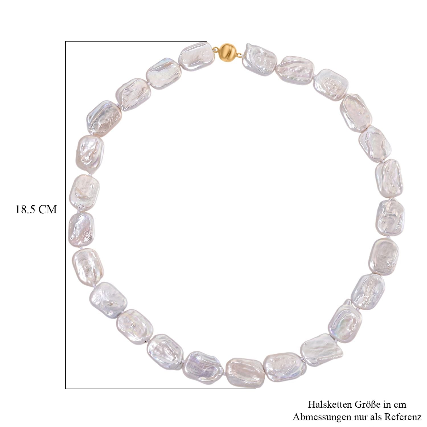 D'Joy Weiße Keshi Perle Halskette ca. 50 cm 925 Silber vergoldet 0.10 ct