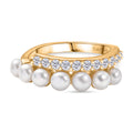 EVER TRUE Süßwasser Perle (4 mm), Weißer Zirkon Ring Nickelfreies Messing, goldfarben (Größe 19.00)