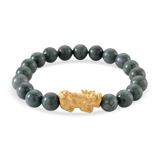 EXTREM SELTEN Natürlicher Olmek Jadeit Armband Flexibles (18 - 19 cm) 925 Silber vergoldet ca. 150,00 ct.