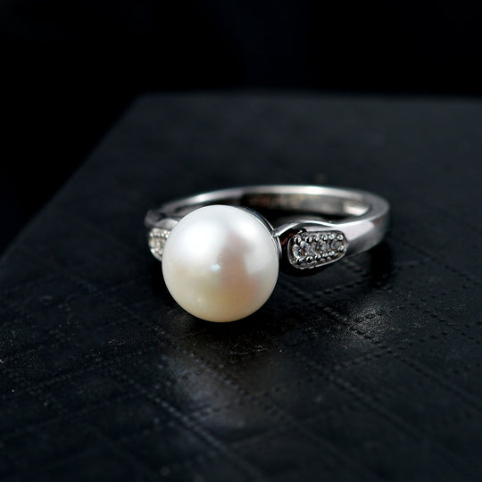 EVER TRUE Süßwasser Perle (9-9.5 mm), Weißer Zirkon Ring Nickelfreies Messing (Größe 19.00)