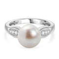 EVER TRUE Süßwasser Perle (9-9.5 mm), Weißer Zirkon Ring Nickelfreies Messing (Größe 20.00)