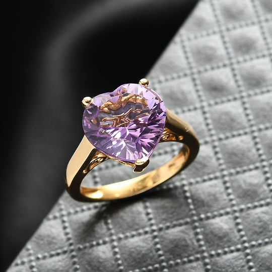 D'Joy AA Rose De France Amethyst Ring 925 Silber Gelbes Gold (Größe 21.00) ca. 5,41 ct