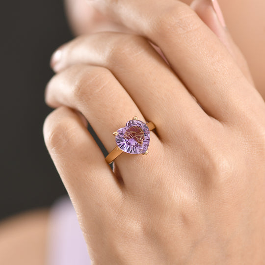 D'Joy AA Rose De France Amethyst Ring 925 Silber Gelbes Gold (Größe 21.00) ca. 5,41 ct