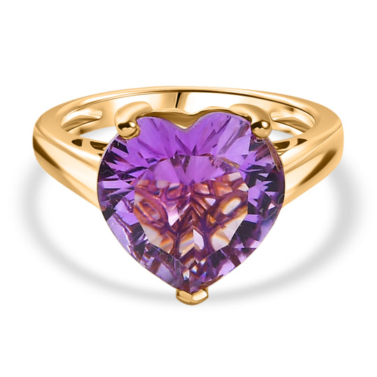 D'Joy AA Rose De France Amethyst Ring 925 Silber Gelbes Gold (Größe 21.00) ca. 5,41 ct
