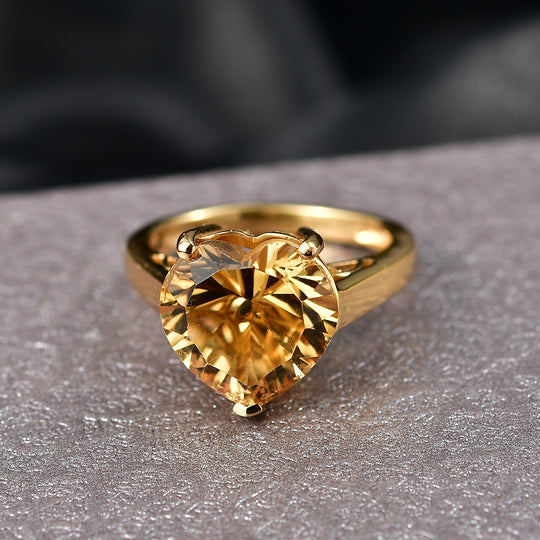 D'Joy AA Citrin Ring 925 Silber Gelbes Gold (Größe 18.00) ca. 5,72 ct