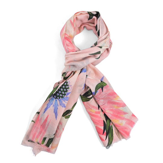 Black Floral Cashmere Wool Scarf