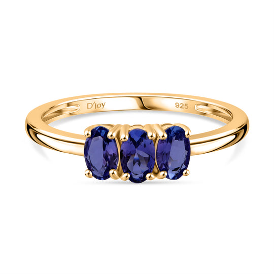 D'Joy AA Tansanit Ring 925 Silber 750 Gelb Vergoldet (Größe 19.00) ca. 0.71 ct