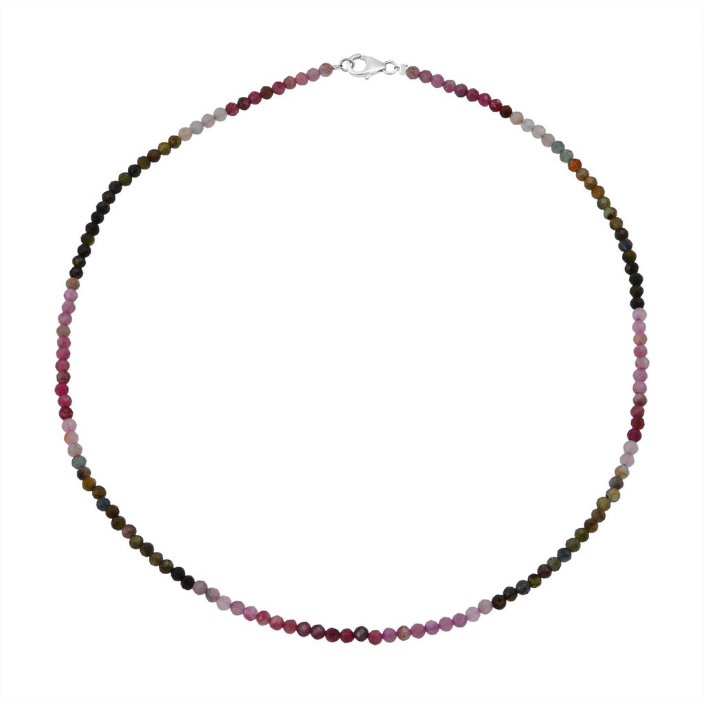 Mehrfarbig-Turmalin Halskette ca. 45 cm 925 Silber ca. 50,00 ct.
