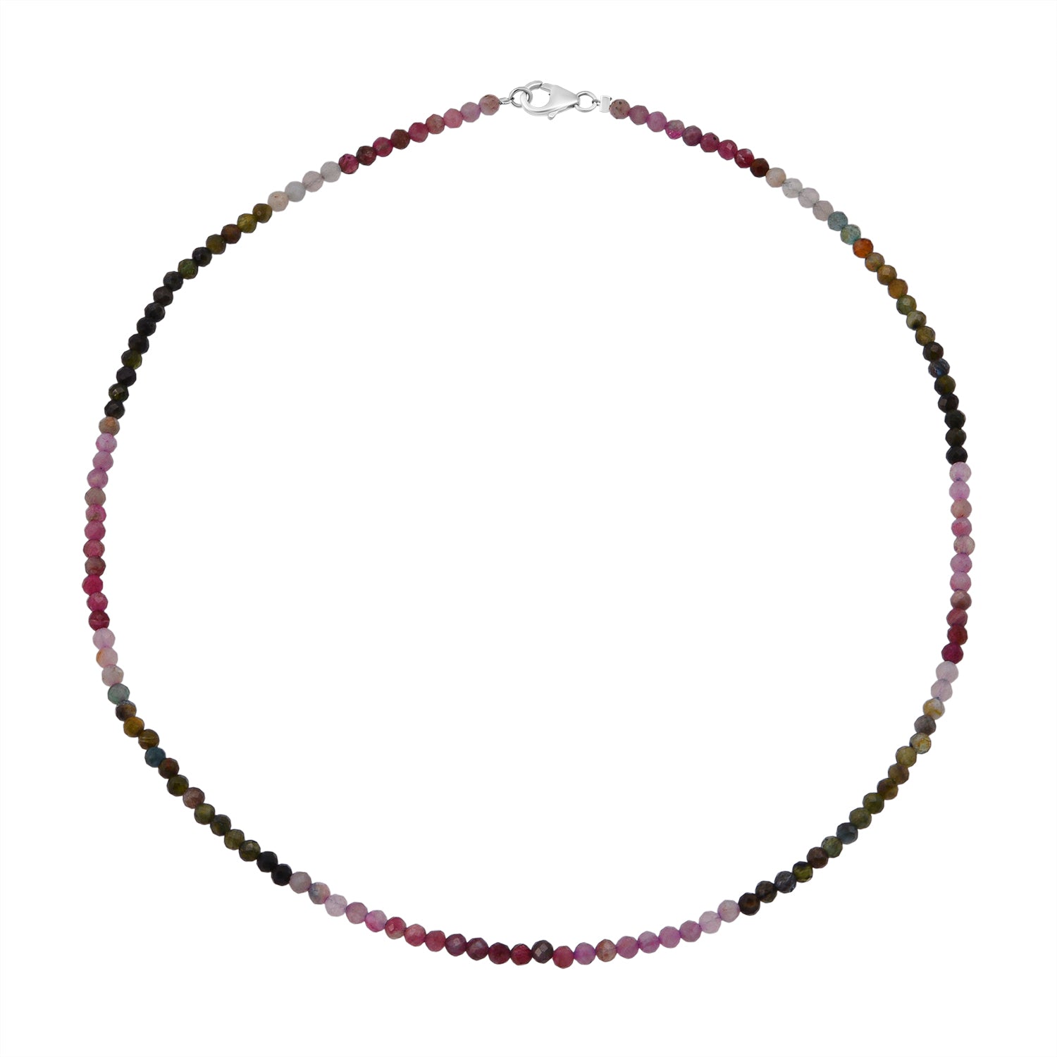 Mehrfarbig-Turmalin Halskette ca. 45 cm 925 Silber ca. 50,00 ct.