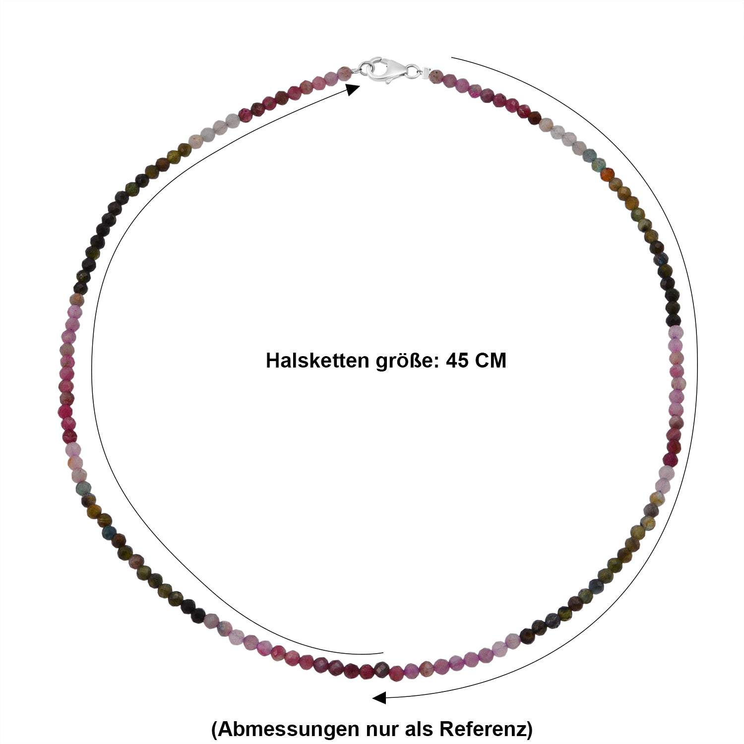 Mehrfarbig-Turmalin Halskette ca. 45 cm 925 Silber ca. 50,00 ct.
