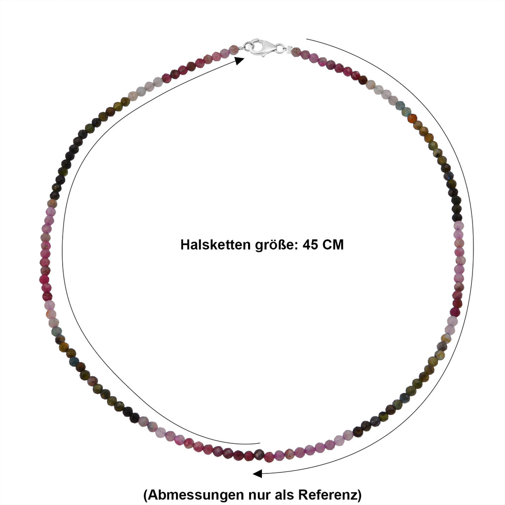 Mehrfarbig-Turmalin Halskette ca. 45 cm 925 Silber ca. 50,00 ct.