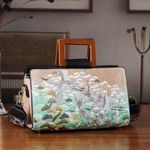 Florale Kunstprint Clutch-Crossbody-Tasche, 30 x 13 x 19 cm, Petrol