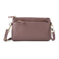 Leder Crossbody Tasche mit mehreren Reißverschlussfächern und verstellbarem Schulterriemen 21.5 x 4 x 13 cm Violett
