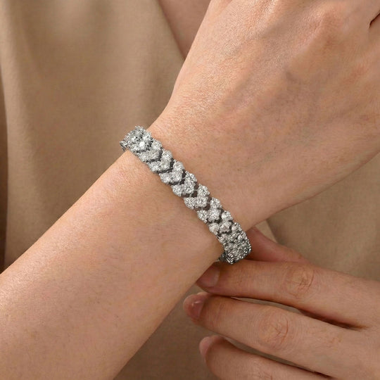 Weißer Zirkonia Armband ca. 19 cm Nickelfreies Messing, Silberfarben