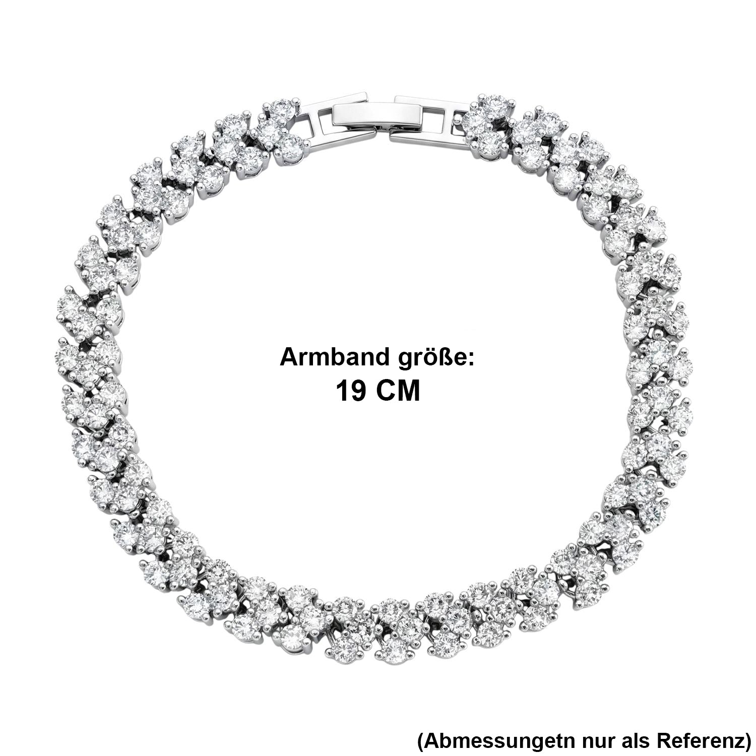 Weißer Zirkonia Armband ca. 19 cm Nickelfreies Messing, Silberfarben