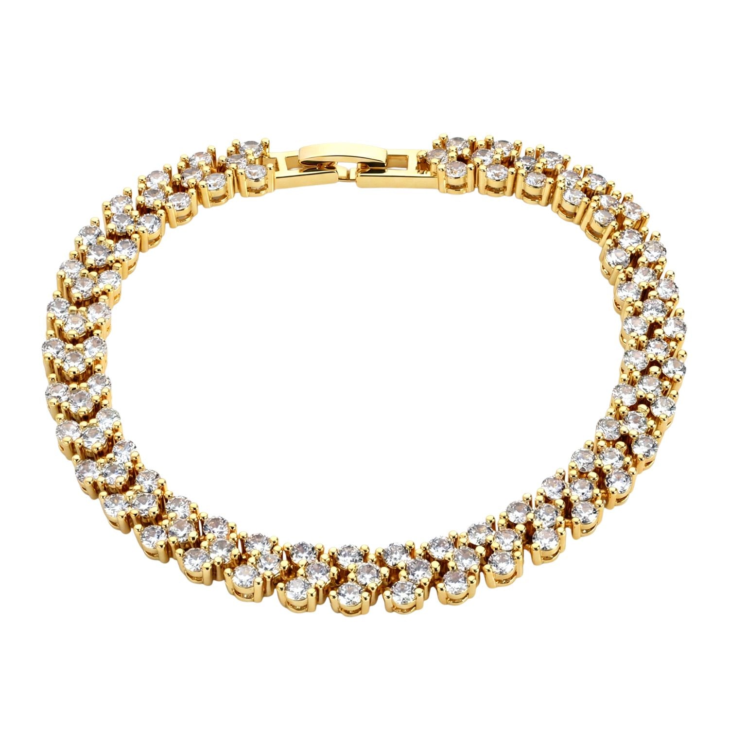 Weißer Zirkonia Armband ca. 19 cm Nickelfreies Messing, goldfarben
