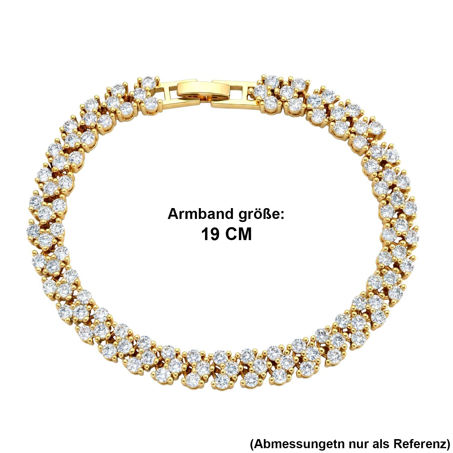 Weißer Zirkonia Armband ca. 19 cm Nickelfreies Messing, goldfarben