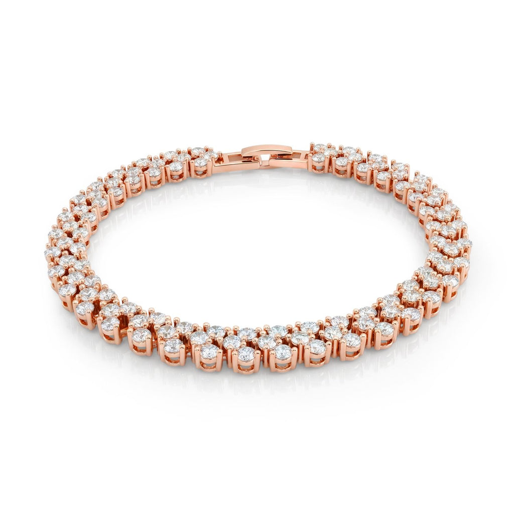 Weißer Zirkonia Armband ca. 19 cm Nickelfreies Messing, roséfarben