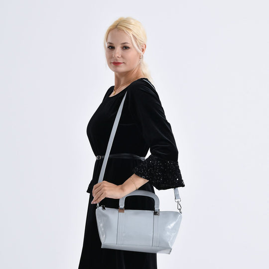 Eleganter Leder Crossbody Tasche im Clean Chic Look 27 x 17 x 10 cm Rosé