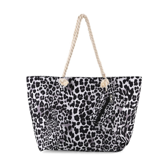 2er Set Leopardenmuster Schultertasche, Größe 56 x 36 x 16 cm, Schwarz Weiß